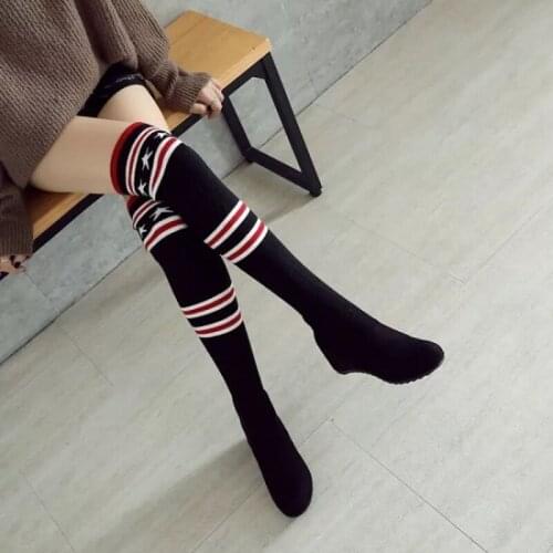 Japan Korea JK Skirt Stocking All-match Students Striped Long Socks Warm Thigh High Female Long Knee Socks For Ladies Girls