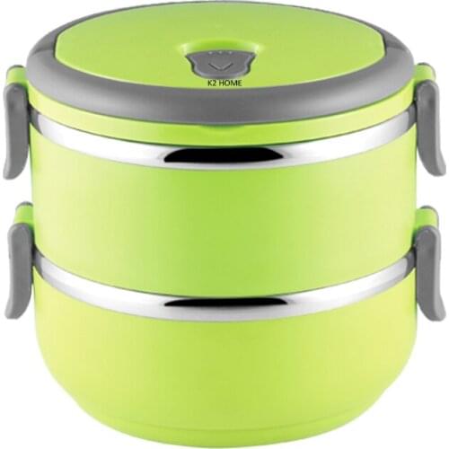 1.4L Stackable Lunch Bento Box Leakproof Lunch Food Container Two in One Stainless Steel Lunchbox Three Color for Option