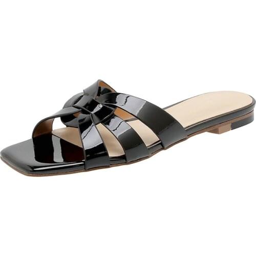 Genuine Leather Female Slipper 2021 Fashion Punk flats Heels Sandals For Women Casual Basic Shoes Woman size 34-43