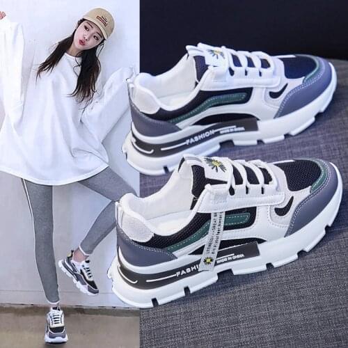 2021Korean Platform Sneakers Women Shoes Thick Bottom Chunky Sneakers Breathable Mixed Colors Slip On Casual Shoes Woman