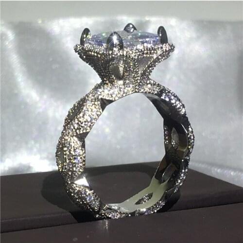 Vecalon Vintage Promise ring 925 Sterling Silver AAAAA Cz Luxury Engagement wedding band rings For women Bridal Party Jewelry