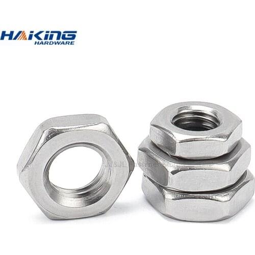 1-50pcs Thin Hex Nuts 304 Stainless Steel M3 M4 M5 M6 M8 M10 M12 M14 M16 M18 M20 thin nuts DIN439