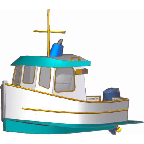 1/6 M7 Private Yacht Model Family Cruising L570mm Wooden Remote Control Stern Suspension DIY Kit