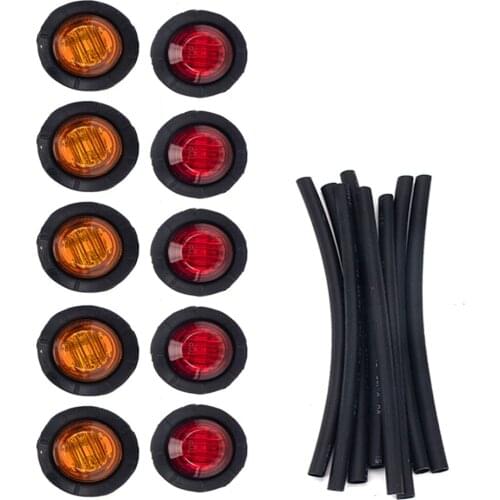 10pcs Car Tail Mark Lights Round Rubber Auto Top Warning 3 LED Light for Truck Trailer Vehicles Car Accessories