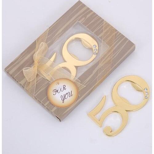10pcs/lot Wedding Anniversary 50 Years Party Favors Souvenir Birthday Prestent Creative Gift Bottle Opener For Guest Giveaway