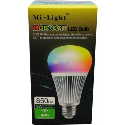 10pcs Mi.Light E27 9W RGB CCT LED Bulb FUT012 Smart WiFi 2.4G Wireless RGB+Color Temperature Dimmable 2 in 1 AC85-265V wholesale