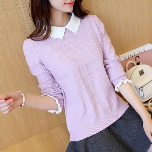 2020 OHCLOTHING In the autumn of 40 hot new lace cuff female head shirt white small collar sweater F1222
