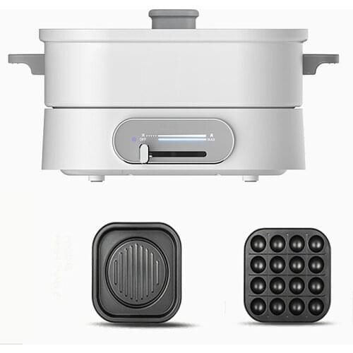 220V 3L Electric Cooking Pot Household Multi Cooker Non-stick Electric Hot Pot Frying Pan Meatball Maker WIth Octopus Ball Plate