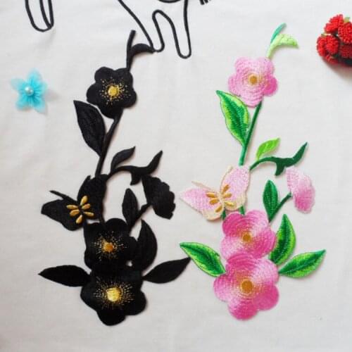 24*11 cm ethnic dance costume dress DIY embroidered flower stickers affixed decals ironing cloth Patch stickers wholesale