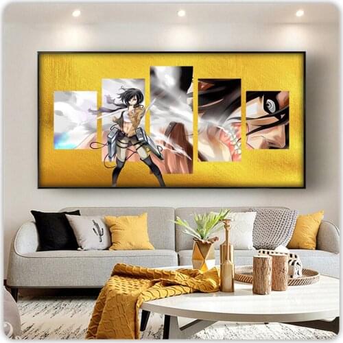 Naked Eye 3D Wall Art Titans Attack Modern Popular Canvas Painting Visual effect Poster Wall Picture Home Decor HD printing