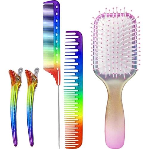 4pcs /Set Air Cushion Anti-static Comb with 2 Clips for Hair Detangling Combing