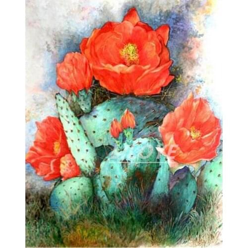 5D Diy Diamond Embroidery Red cactus flower Full Square /round Diamond Mosaic Cross Stitch Kit Diamond Painting Sticker FG1393