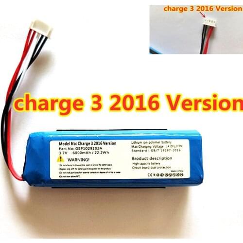 High quality 6000mAh GSP1029102A Battery for JBL Charge 3 2016 Version