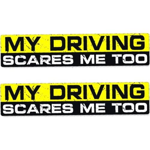 LLY-1281 2X Creative MY DRIVING SCARES ME TOO Modeling Car Sticker PVC Auto Body Decoration Cars Accessories Waterproof Decals