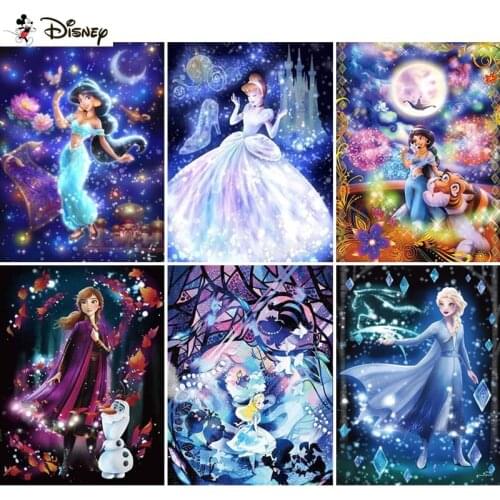 DIY 5D Diamond Painting Full Square Drill Disney "Cartoon Princess" Diamond Embroidery Mosaic Cross Stitch Resin Home Decor Gift