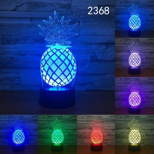 Pineapple 7 Colors 3D Desk Lamp LED Acrylic Vision Stereo Bedside Hologram Decor Touch Switch Light Night Light Gift For Kids