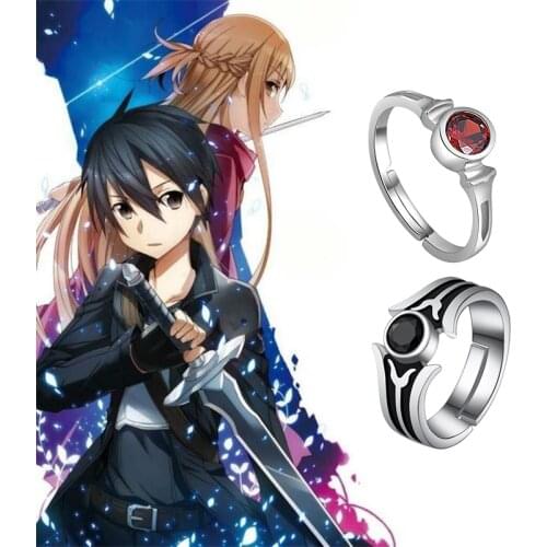 Anime Sword Art Online Kirito Asuna Yuuki SAO 925 Sterling Silver Ring Adjustable Engagement Jewelry Couple Lovers Women Gifts
