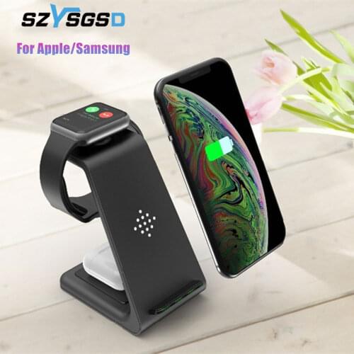10W Wireless Charger Stand for iPhone 12 XR XS Max 3in1 Wireless Charging Dock for Apple Watch Airpods For Samsung Quick Charge