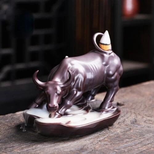 Tearoom 2021 Bullish Living Room Decoration Ceramic Backflow Incense Burner Zen Sandalwood Cone Censer for Gifts Incense Base