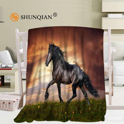Custom HORSES Animals Blanket Soft DIY Picture Decoration Bedroom Size 56x80Inch,50X60Inch,40X50Inch A7.10