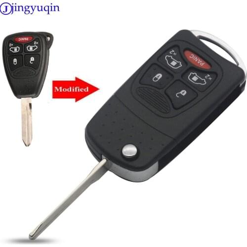 Jingyuqin Keyless Entry 6 Buttons Flip folding Remote Car Key Case Shell For Chrysler Town Country Dodge Grand Caravan Jeep