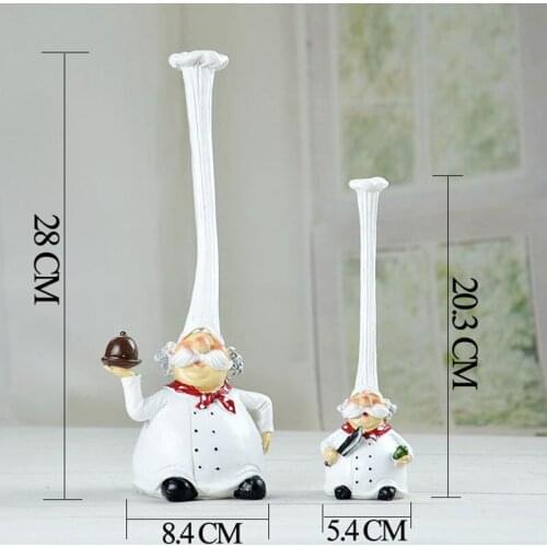 20cm 28cm Resin High Hat Chef Figurines American Rustic Creative Kitchen Restaurant Home Decoration Ornaments Crafts Gift