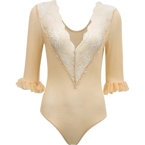 Lace Bodysuit Bodysuit Sexy Jumpsuit Sexy Clothing Underwear Evening Wear Deep V-neck Transparent Pajamas Babydoll Underwear