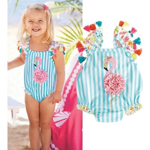 PUDCOCO Toddler Kids Baby Girls Flamingo Bikini Swimwear Swimsuit Bathing Beachwear