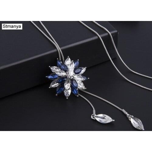 Hot Women Fashion Cute Retro Fashion Retro Jewelry Crystal sweater chain Best Gift jewelry N1068