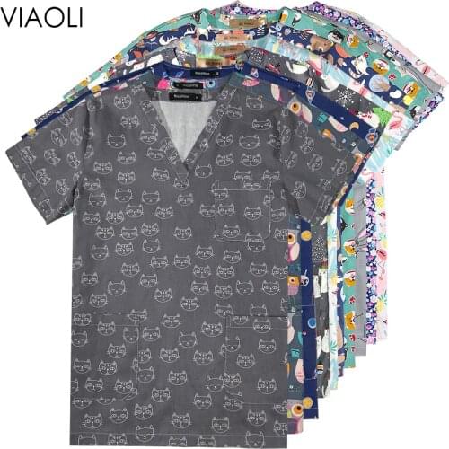 Viaoli women medical surgical uniforms pharmacy hospital nurse scrubs tops breathable beauty salon dentistry pet doctor overalls