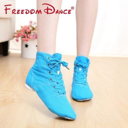 Cheap Price Men Women Sports Dance Sneakers Cloth Ballet Jazz Dance Shoes Lace Up Dancing Boots Red Black Tan Pink White Boots