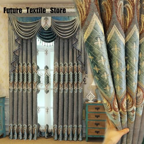 Luxury Curtains for Living Dining Room Bedroom European Semi-shading Living Room Bedroom Finished Jacquard Embroidery Cloth