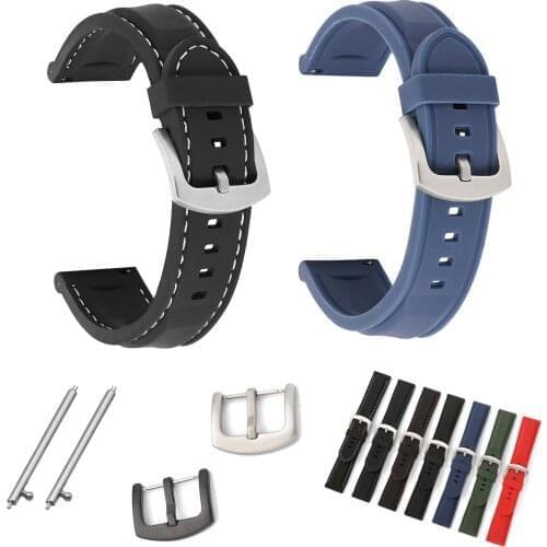 18mm 20mm 22mm 24mm Silicone Band Strap Quick Release Watchband Bracelet for Samsung Galaxy Watch 3 Active 2 Huawei Smart Watch