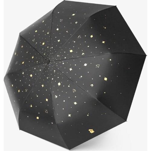 Folding Sun Women Umbrella Anti Uv Sunscreen Rain Umbrellas Black Coating Starry Paraplu Windproof High Quality Umbrella Y6S