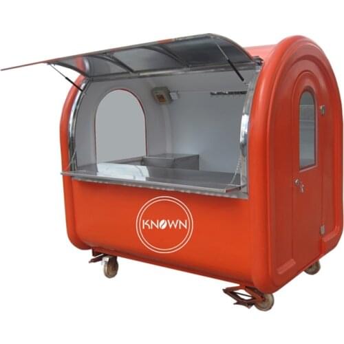 KN-FR220A 2.2m length commercial movable fast food cart kiosk candy cart bakery food cart trailer for sale