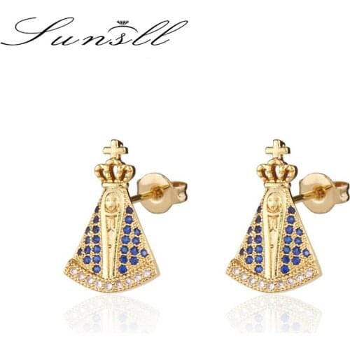 SUNSLL New arrival gold copper earrings religious design for women earrings fashion unique zircon jewelry earrings gifts