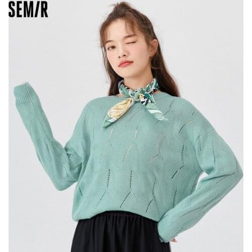 SEMIR Sweater Women 2021 Autumn New Hollow Knit Sweater O Neck Pullover Long Sleeve Sweater For Woman