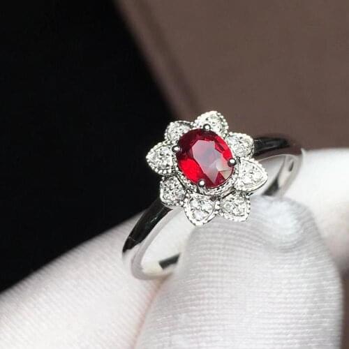 T1214 Ruby Ring Fine Jewelry Solid 18K Gold Nature Red Ruby 0.63ct Diamonds Rings for Women Fine Presents