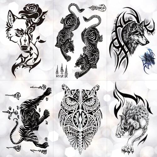 Thailand Thorn Tiger Totem Waterproof Temporary Tattoo Sticker Courage Authority Maori Flash Tattoos Body Art Arm Fake Tatoo Men