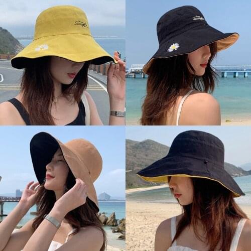 Spring model fisherman hat female sun hat summer sun sun hat Daisy folding costume double-sided wear sp154