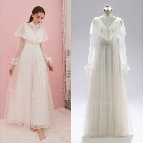 Victorian Vintage Simple Bridal Gown Outdoor Photography Wedding Dress Real Photo Factory Price
