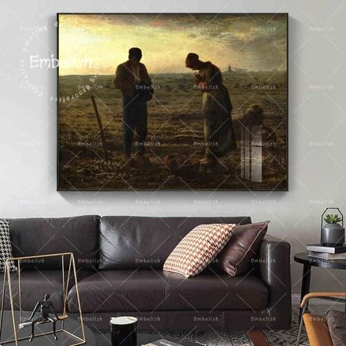 1 PiecesRealism Figure Oil Painting Jean Francois Millet The Angelus Home Decor Wall Pictures For Living Room Canvas Art Poster