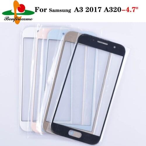 10Pcs\lot For Samsung Galaxy A3 2017 A320 A320F Touch Screen Sensor LCD Front Touch Screen Glass Outer Lens Replacement