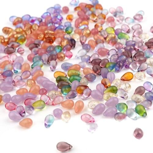 10 PCs Romantic Glass Czech Beads For Jewelry Making Drop Style Multicolor Beads Anklet About 9mm x 6mm, Hole: Approx 0.9mm