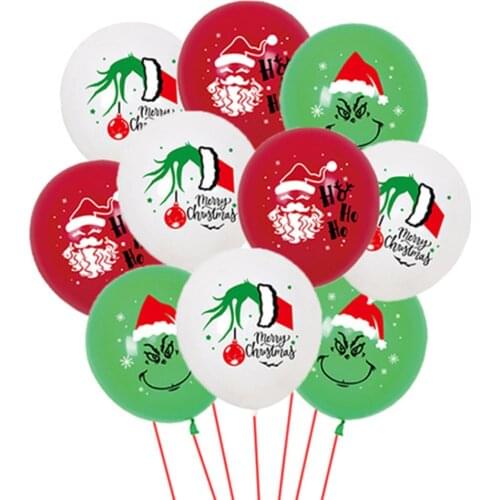 10pcs Santa Claus Balloon Merry Christmas Balloons Air Baloons Birthday Party Supplies Xmas Tree Ornament New Year Decorations