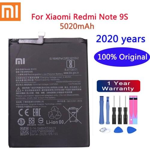 2020 years 100% Original 5020mAh BN55 Replacement Battery For Xiaomi Redmi Note 9 S Note 9S Note9S Mobile Phone Batteries