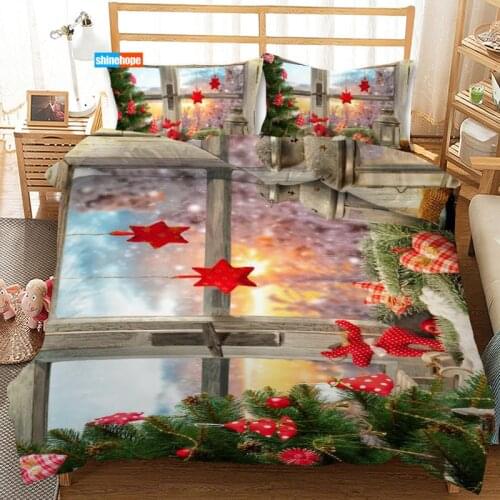3 Pcs Luxury Duvet Cover Set Fashion Merry Christmas Pattern Bedding Sets Comforter Duvet Cover Pillowcase Home Textiles