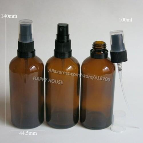 360 x 100ml Amber Brown Glass essential Oil Bottle with Tamper Evident Plastic Spray Atomizer 100 cc Fragance bottle
