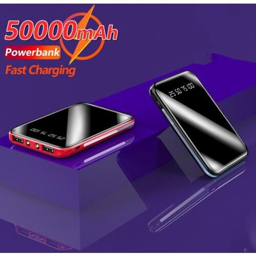 50000mAh Mini External Battery Mobile Phone Portable Charger LED Illuminators Digital Display Mobile Power One-way Fast Charger