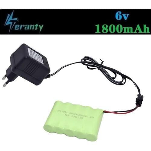 6v 1800mah Rechargeable Battery + 6v Charger For Rc toys Cars Tank Truck Robots Gun RC Boat AA Ni-MH 6v 700mah NiMH Battery Pack